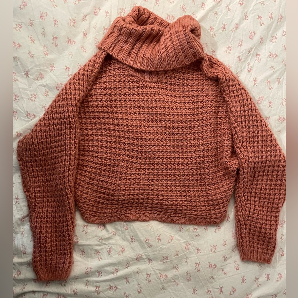 Soft pink turtleneck sweater